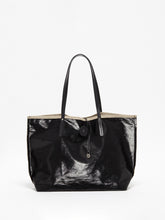 Coated Linen Wide Tote in Noir, Jack Gomme