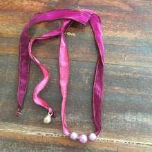 Hand Dyed Silk Ribbon & Pearls