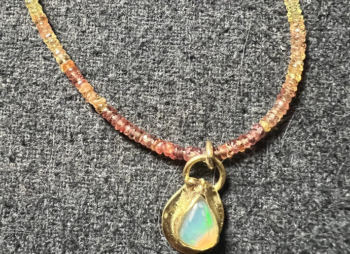 Yellow Sapphire/Ethiopian Opal Necklace